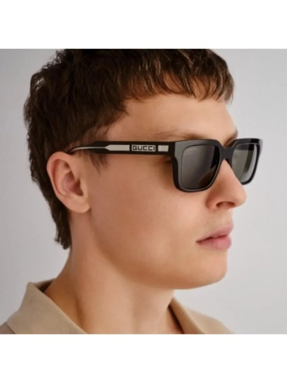 Gucci GG1732SK 003 Sunglasses Green Square Frame, Brown Lenses